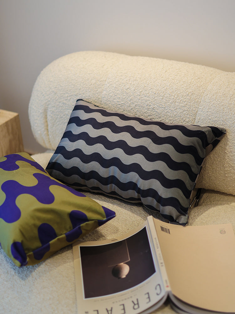 Samt-Kissenbezug mit Vintage Wellenmuster