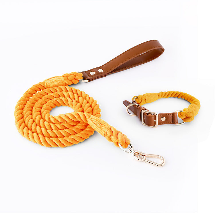 Halsband-Set mit Baumwollseil und Leder | LuxeStyle