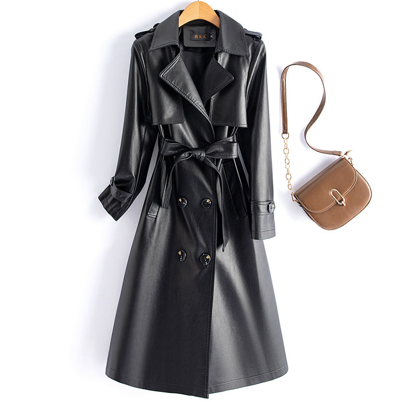 Trenchcoat aus Schaffell mit Kunstfellkragen – Bild 2 | LuxeStyle