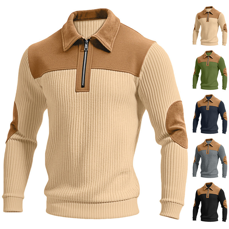 Herren-Sweatshirt mit Kerbkragen und Stickerei – Bild 9 | LuxeStyle