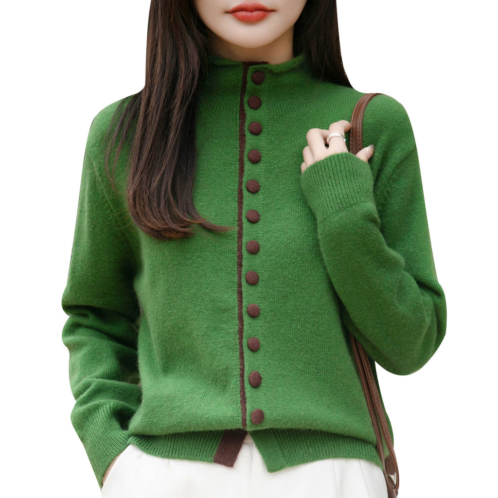 Color-Block Strick-Cardigan im Old Money Stil