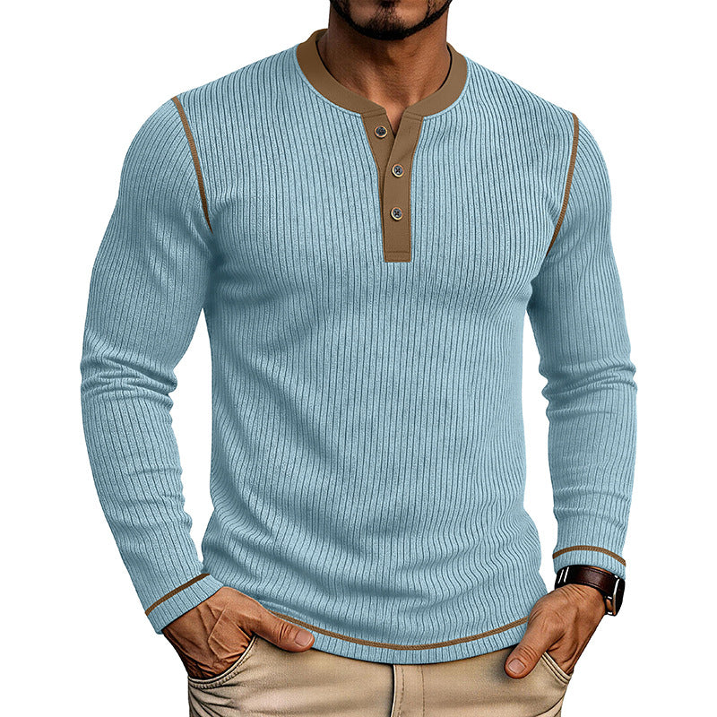 Herren Langarmshirt mit Farbblock Henley