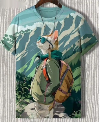 3D Reisekatzen-T-Shirt für Herren