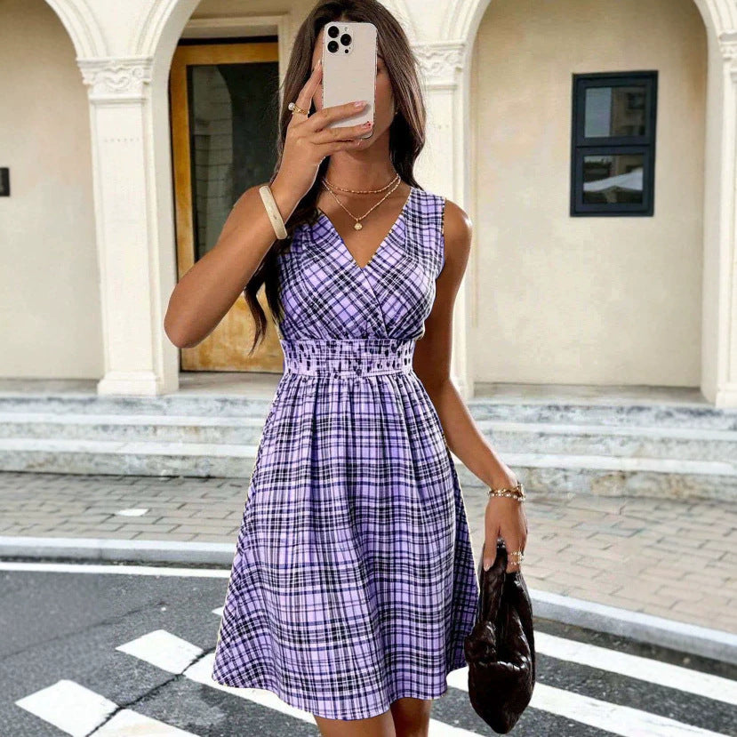 Vielseitiges V-Neck Midikleid mit Print