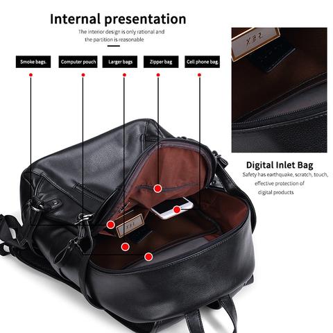 Rucksack mit USB-Ladefunktion aus Leder – Bild 4 | LuxeStyle