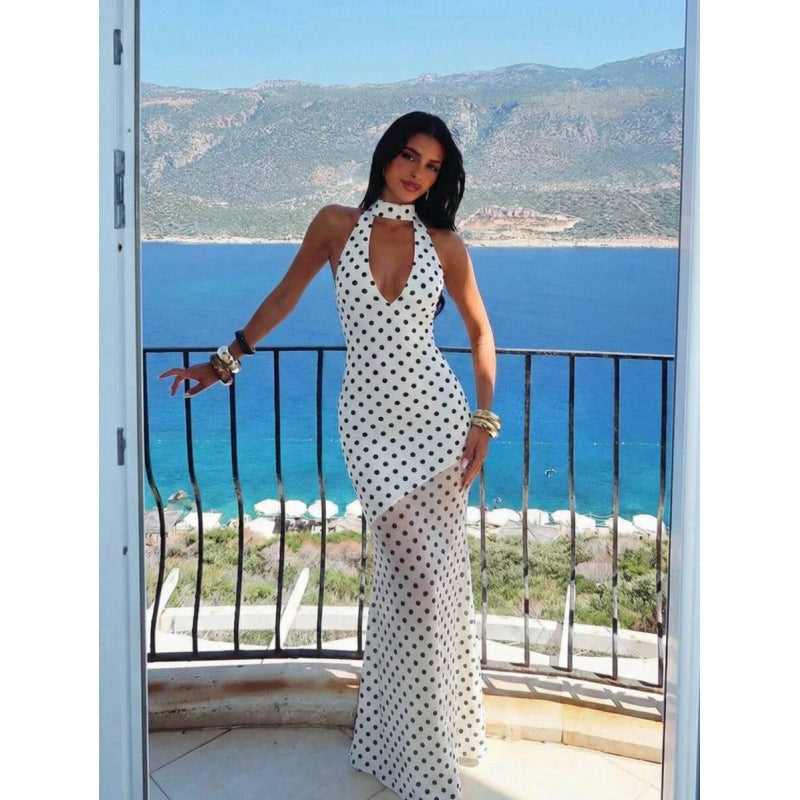 Halter‑Neck Maxikleid – Slim Fit, Polka‑Dots – Bild 6 | LuxeStyle