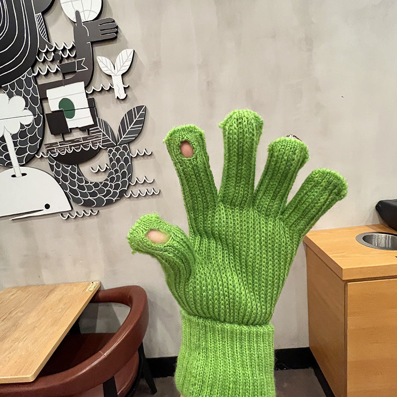 Strickhandschuhe mit Strass und Touchscreen-Funktion