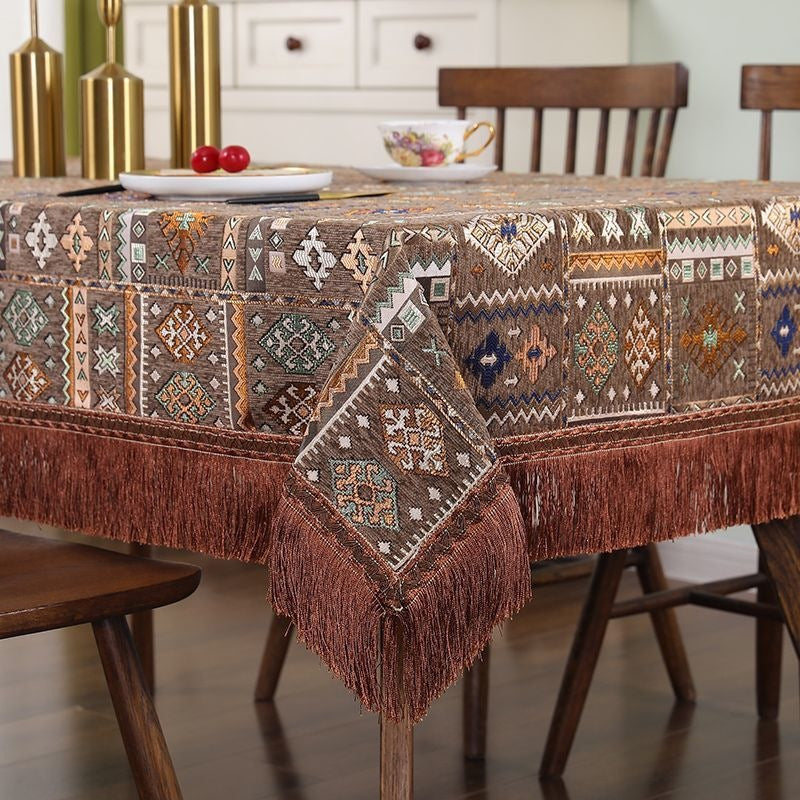 Tischdecke aus Chenille mit geometrischem Muster – Bild 5 | LuxeStyle