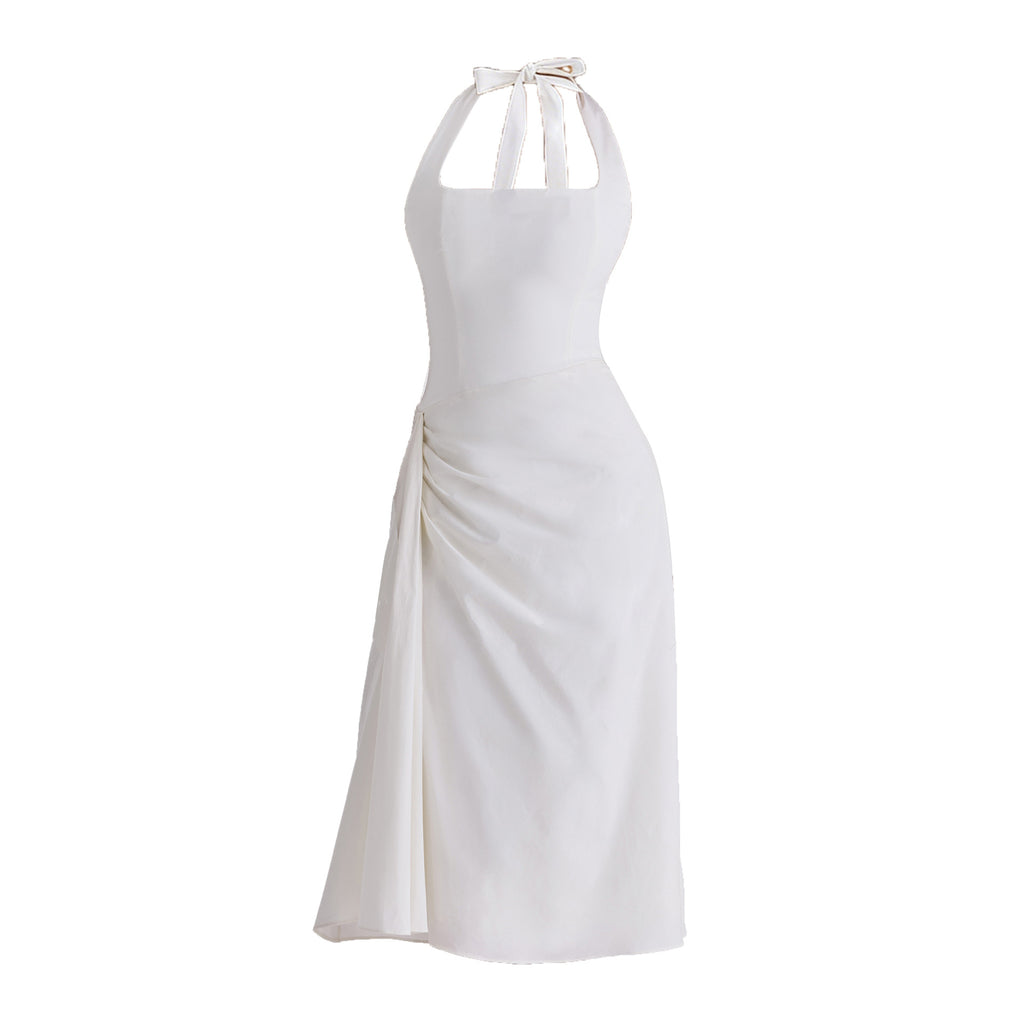 Plissiertes Neckholder-Kleid im französischen Stil – Bild 6 | LuxeStyle