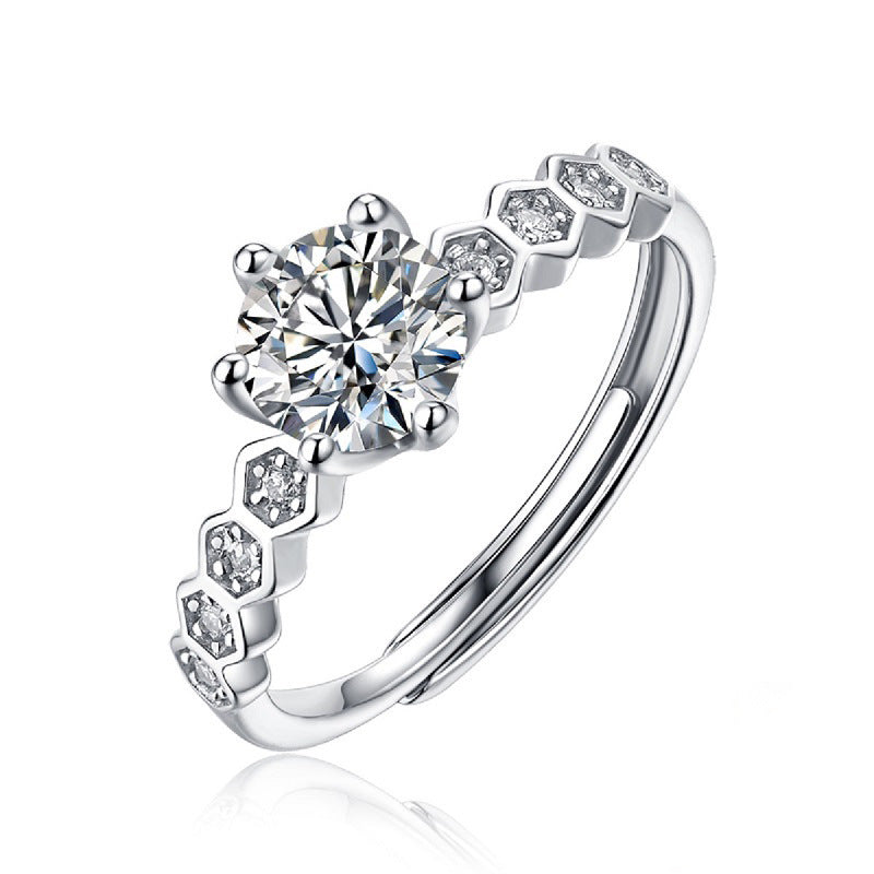 S925 Sterling Silber Moissanit Ring