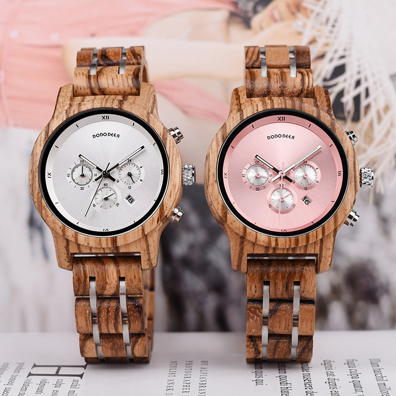 Armbanduhr aus Holz mit Chronograph und Kalender | LuxeStyle