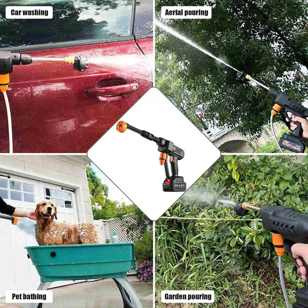 48V Hochdruck-Wasserkanone 6-in-1 Düse für Auto, Boden & Gartenreinigu