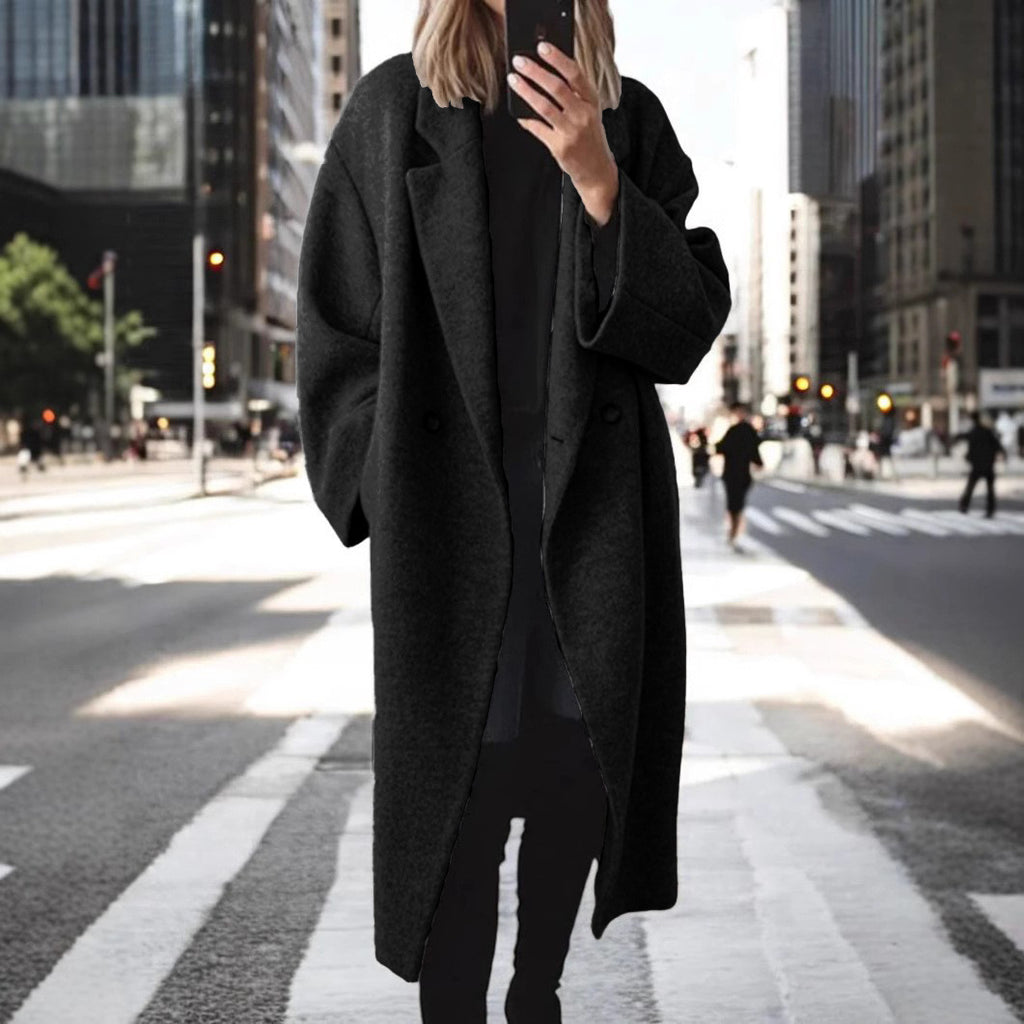 Langmantel aus Wollstoff in Schwarz – Bild 6 | LuxeStyle
