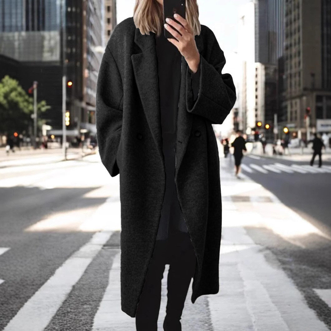 Langmantel aus Wollstoff in Schwarz – Bild 6 | LuxeStyle