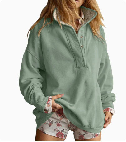 Lässiger Hoodie mit Knopfleiste