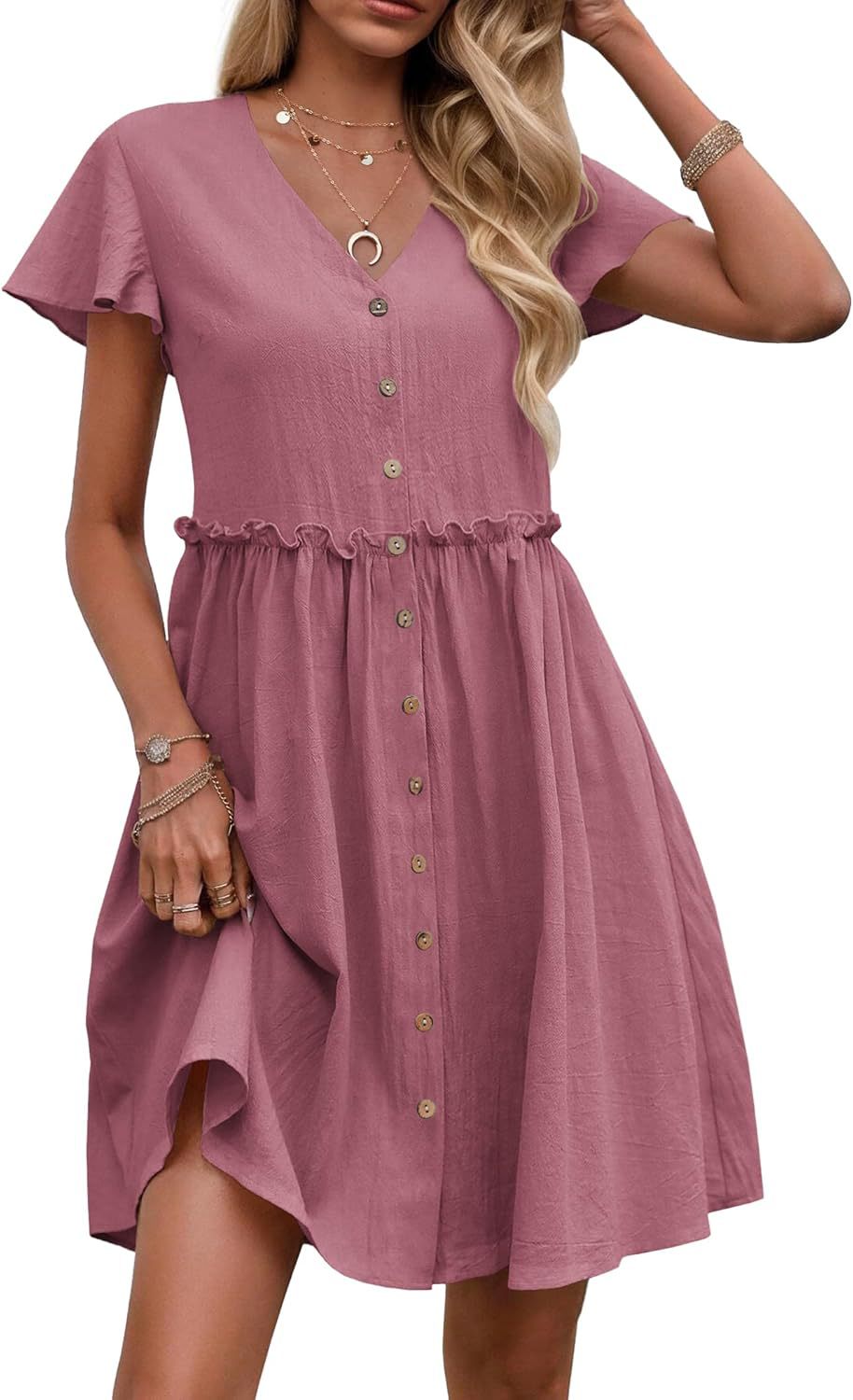 Boho V-Ausschnitt Rüschenkleid – Bild 12 | LuxeStyle