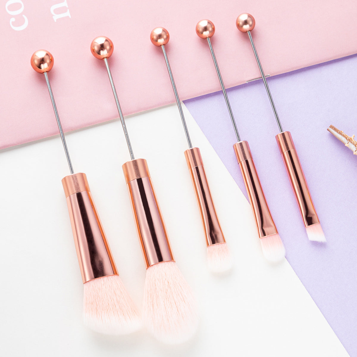 5-teiliges Make-up Pinselset mit Metallgriff – Bild 7 | LuxeStyle