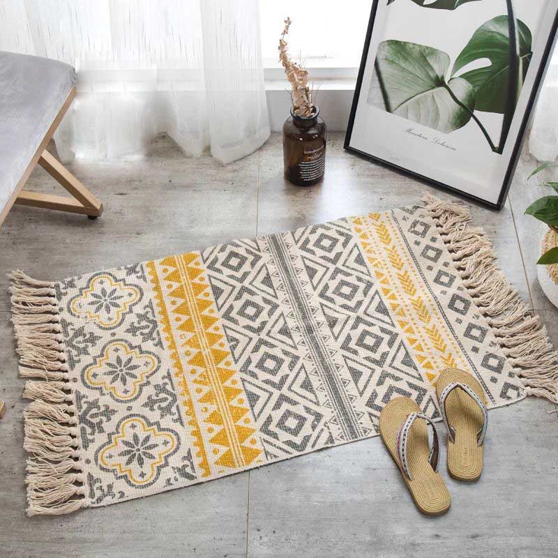 Handgewebter Teppich aus Baumwolle und Hanf – Bild 7 | LuxeStyle