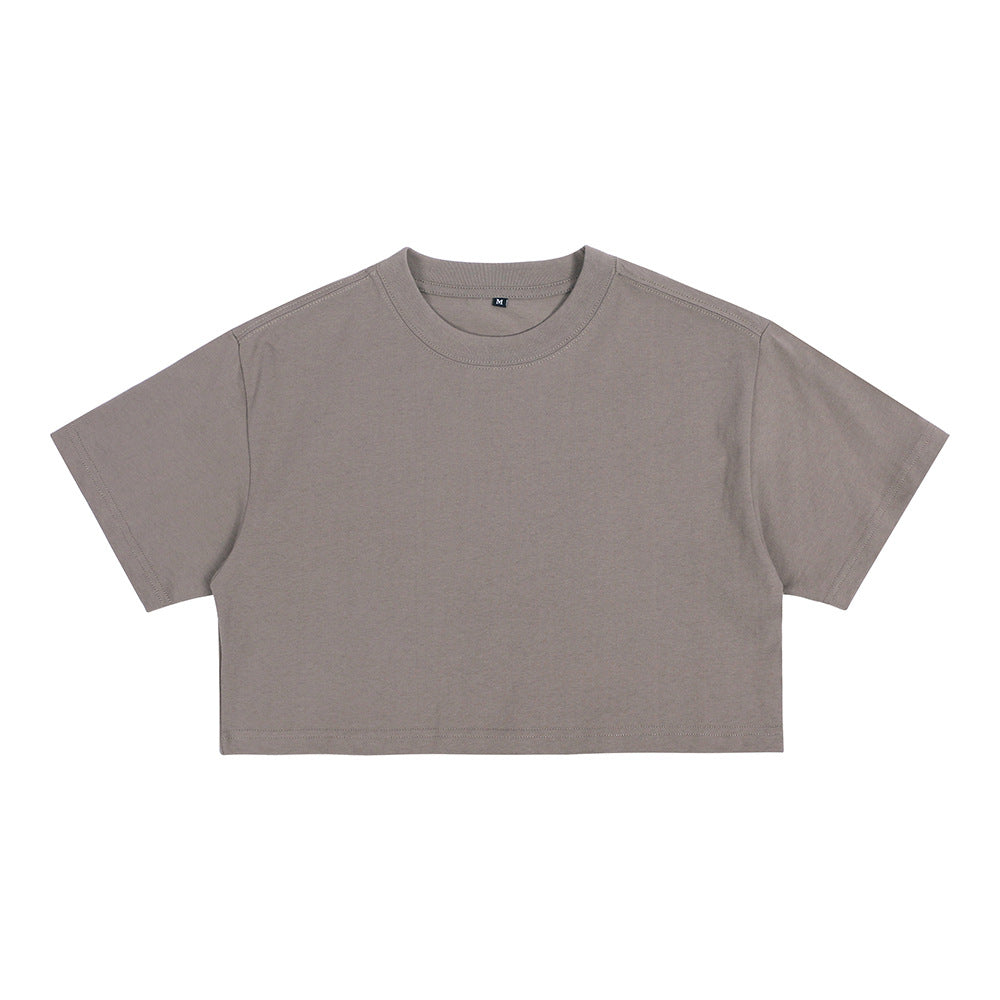 Kurzes Baumwoll-Crop-Top mit Rundhals
