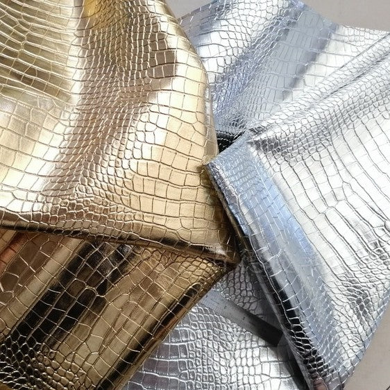 Krokodil-Kunstleder Gold und Silber – Bild 3 | LuxeStyle