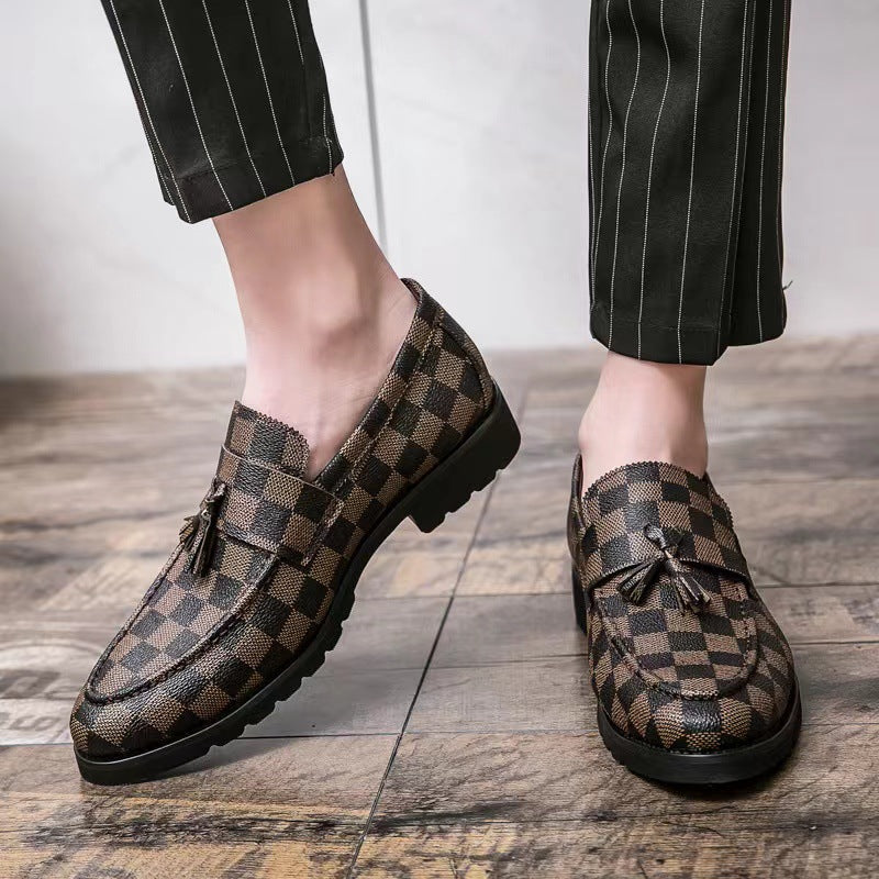 Karierte Leder-Business-Schuhe für Herren | LuxeStyle