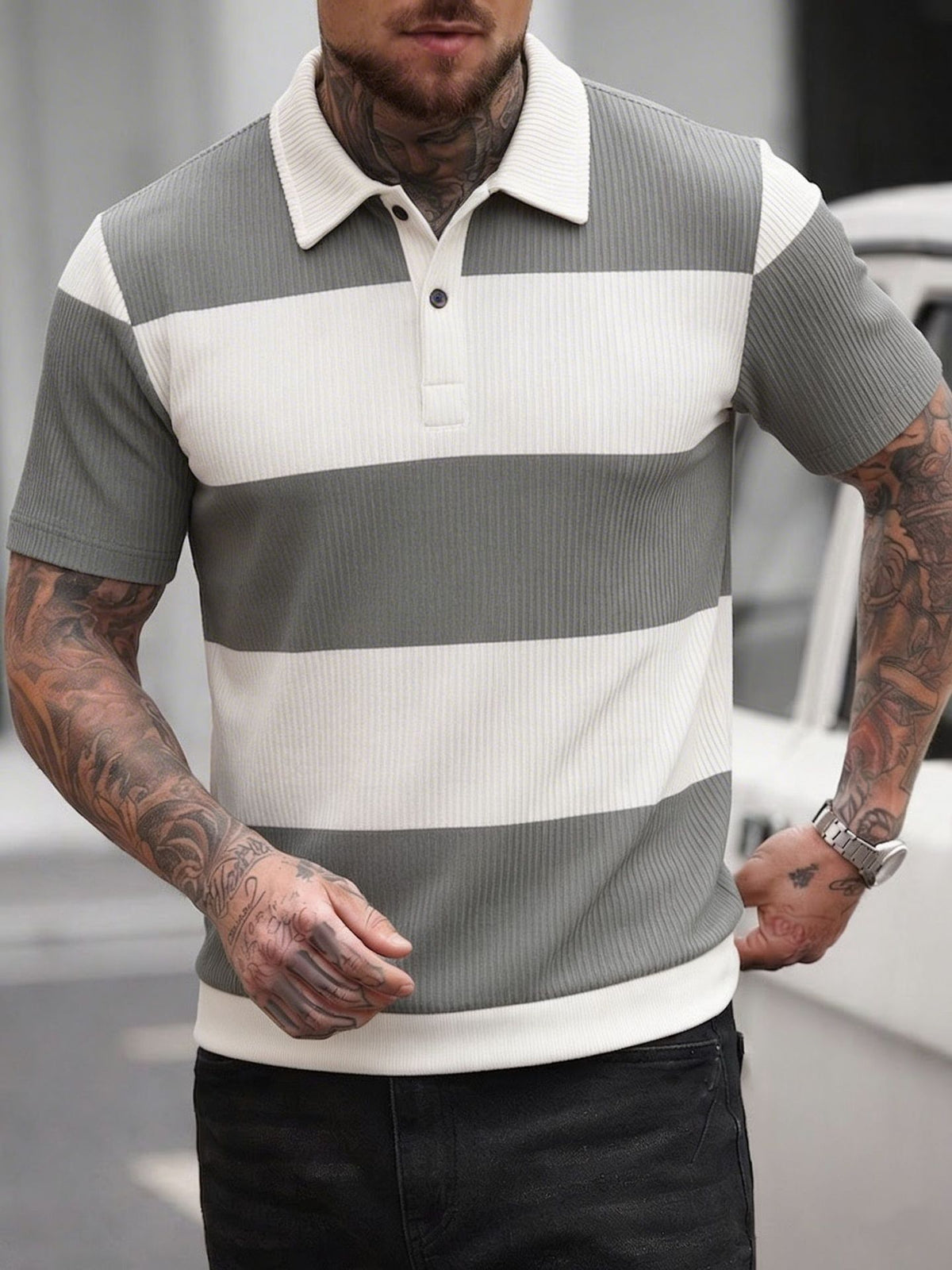 Herren Polo-Shirt mit Kontraststreifen – Bild 7 | LuxeStyle