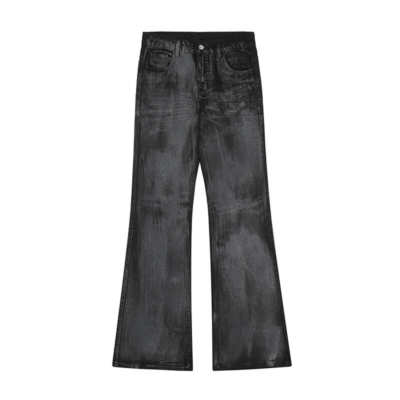 Herren Straight Bootcut Jeans Washed Black