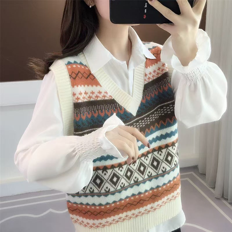 Vintage Strickweste im französischen Stil