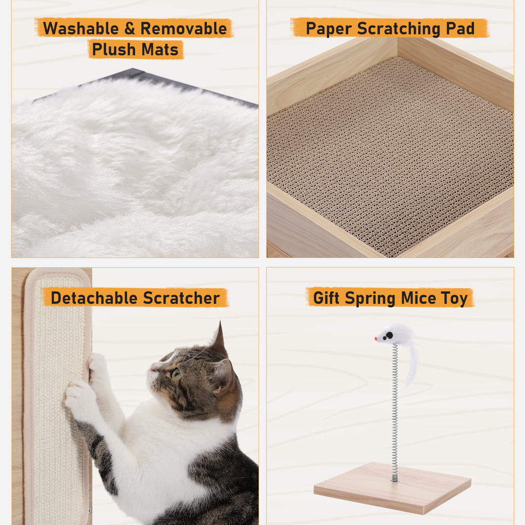 Doppellagiges Katzenbett aus Massivholz mit Sisal