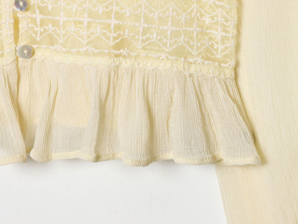 Elegantes Spitzen-Tulle-Shirt in Aprikose – Bild 6 | LuxeStyle