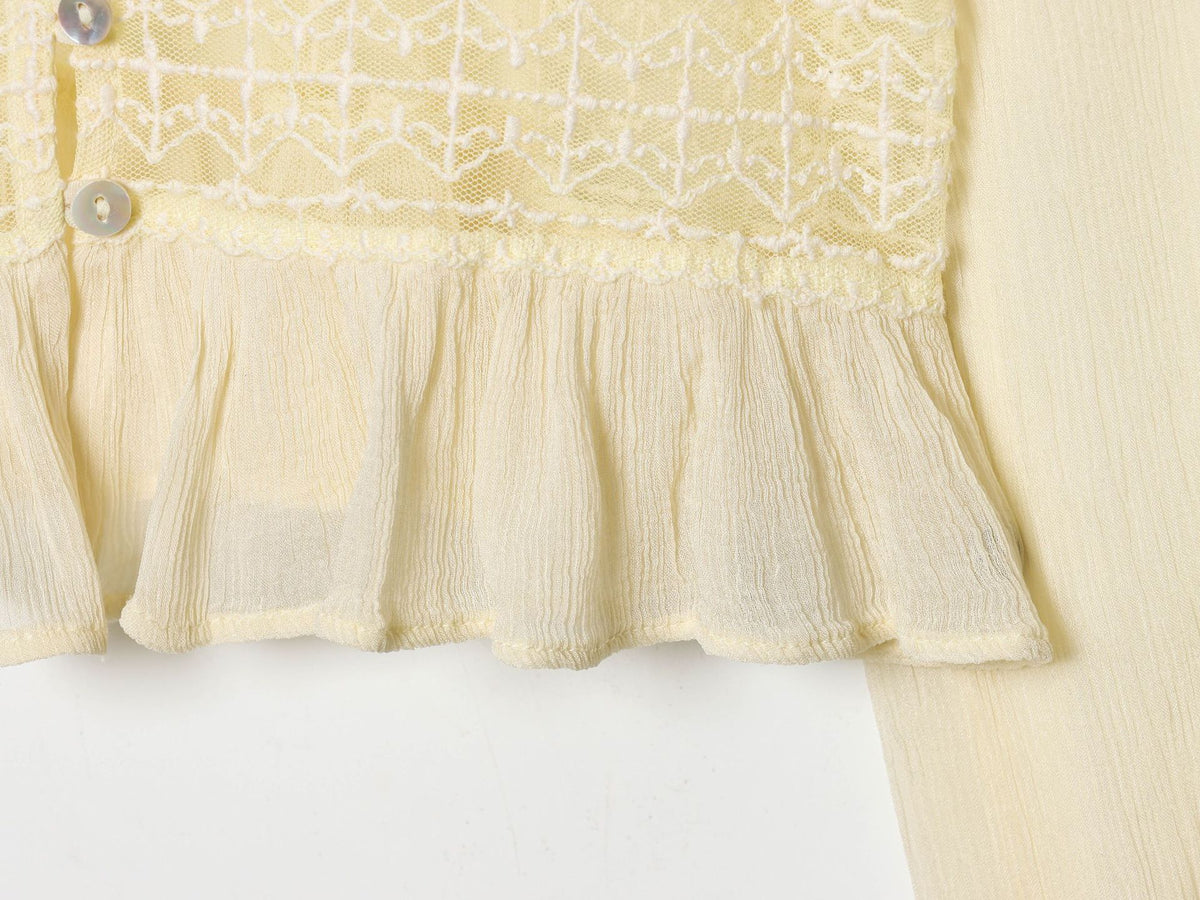 Elegantes Spitzen-Tulle-Shirt in Aprikose – Bild 6 | LuxeStyle