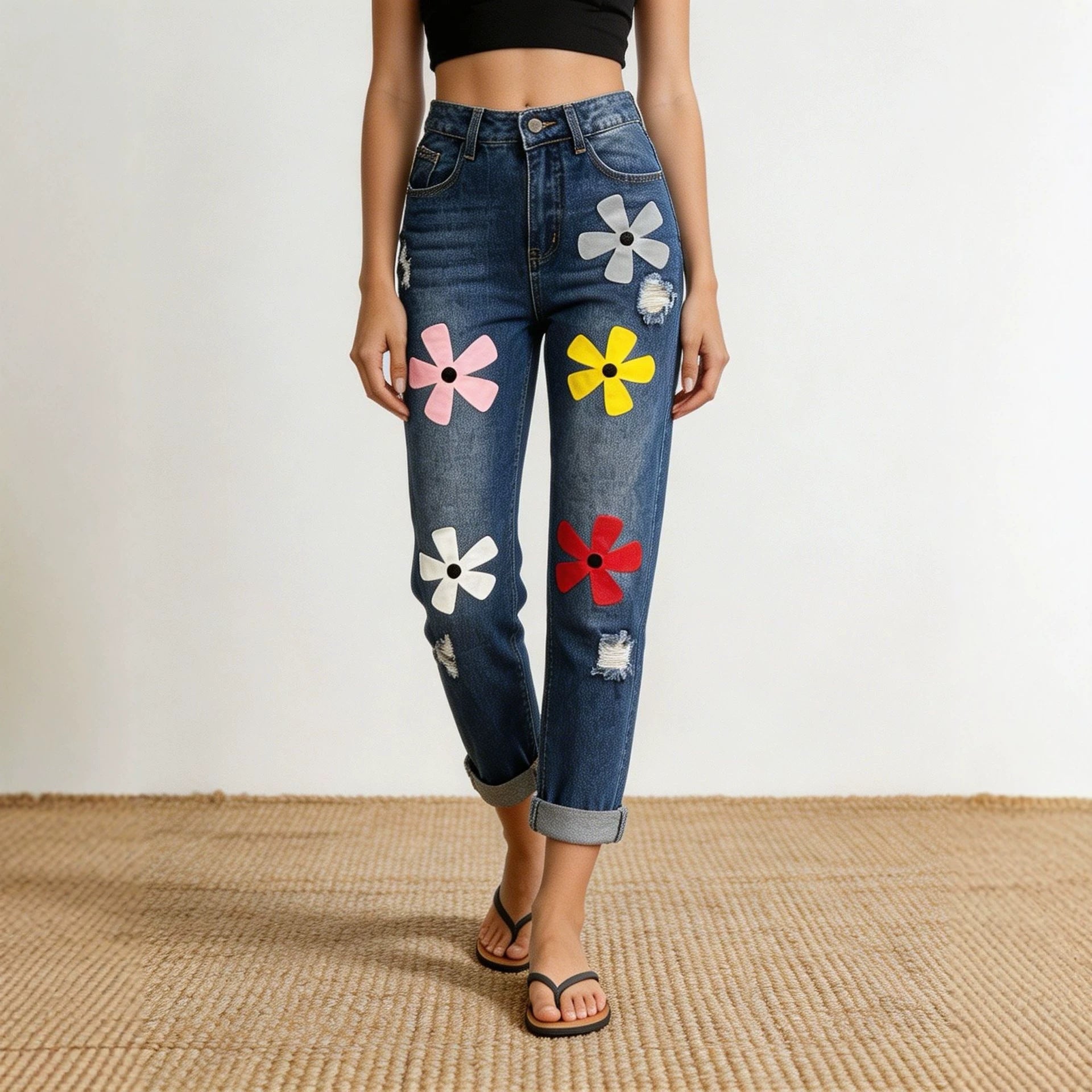 Damen Jeans mit Dopamin-Print