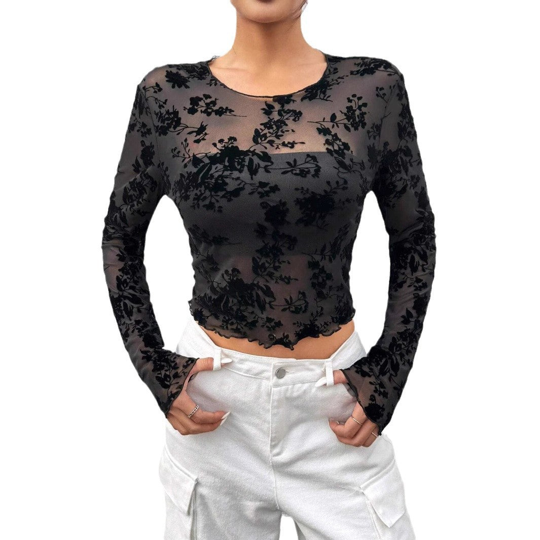 Damen Mesh Langarmshirt mit Rundhalsausschnitt – Bild 2 | LuxeStyle