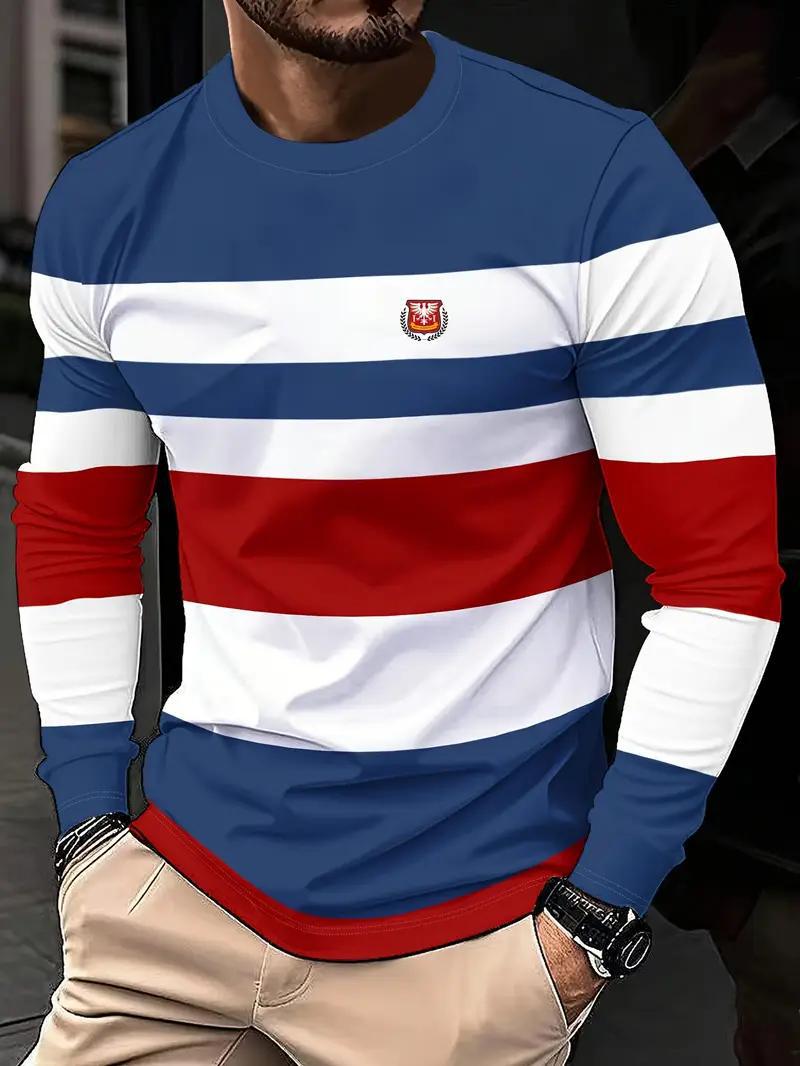 Herren Langarmshirt mit Rundhals und Plaid-Muster