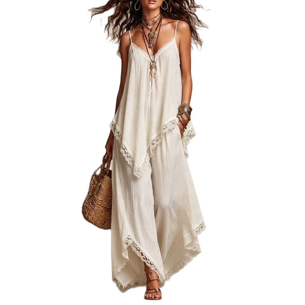 Boho-Chic Resort-Set mit weitem Bein