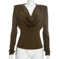 Damen-Bluse mit Wasserfallausschnitt – Bild 9 | LuxeStyle