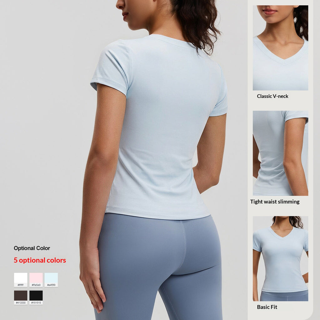 V-Neck Sport-Shirt Kurzarm – Peach