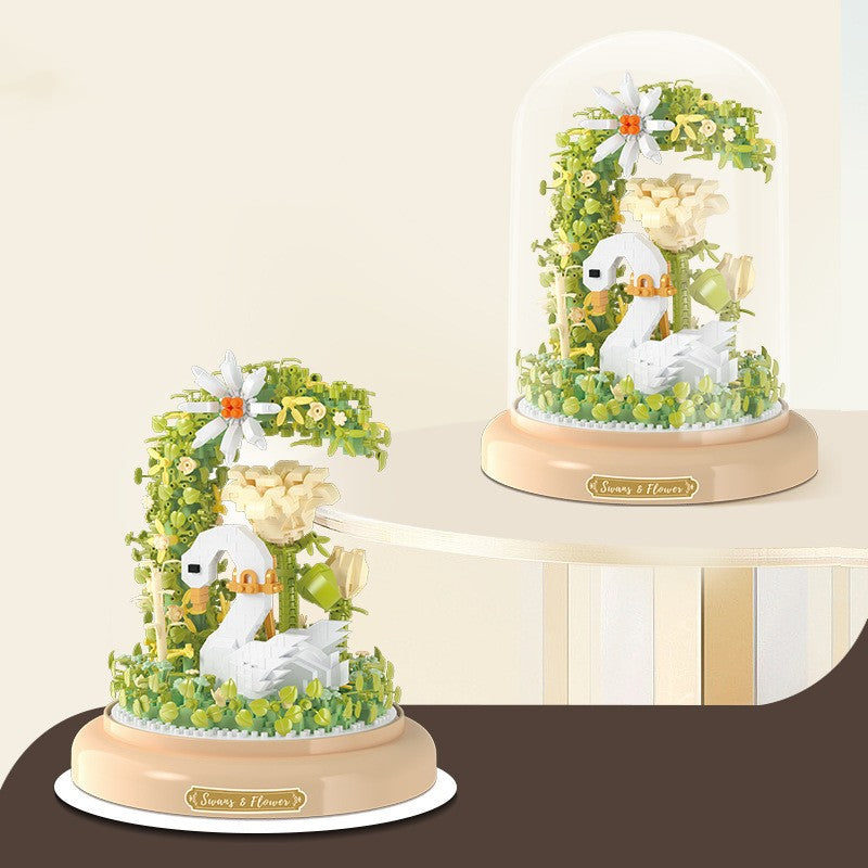 Schwan Blumen-Puzzle Bausteine mit Vitrine – Bild 4 | LuxeStyle
