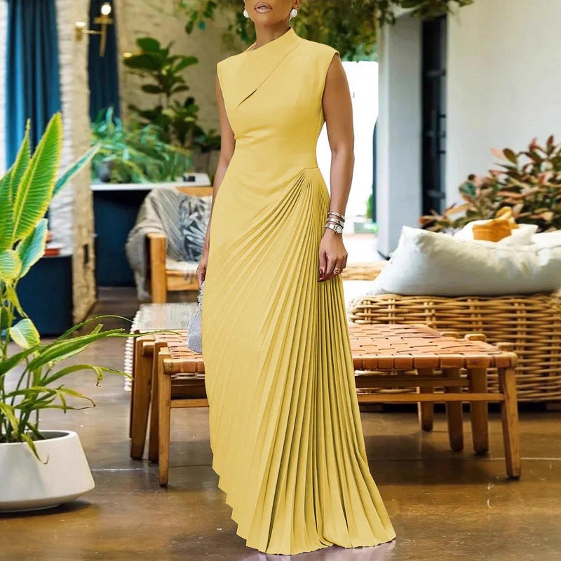 Ärmelloses Plisseekleid in Unifarben – Bild 5 | LuxeStyle