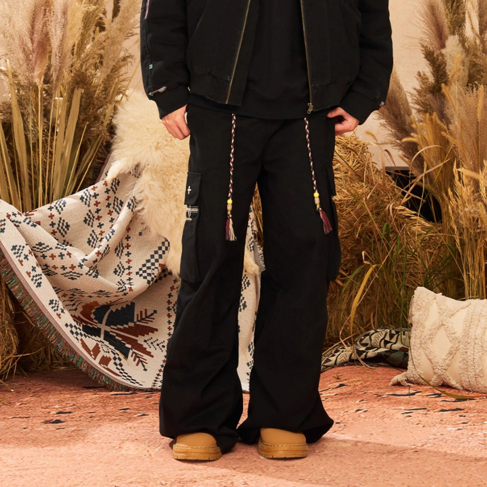 Schlauchbund-Hose mit weitem Bein
