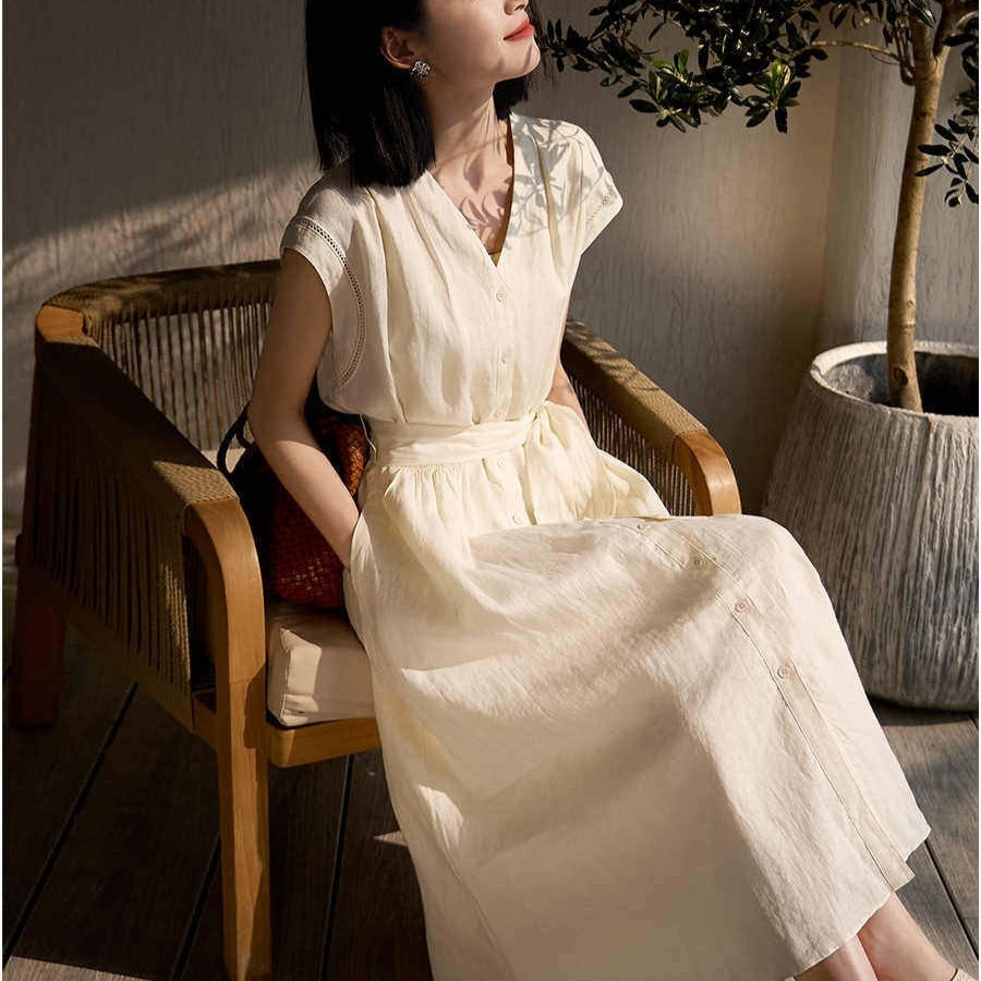 Vintage Leinenkleid im French-Stil – Bild 3 | LuxeStyle