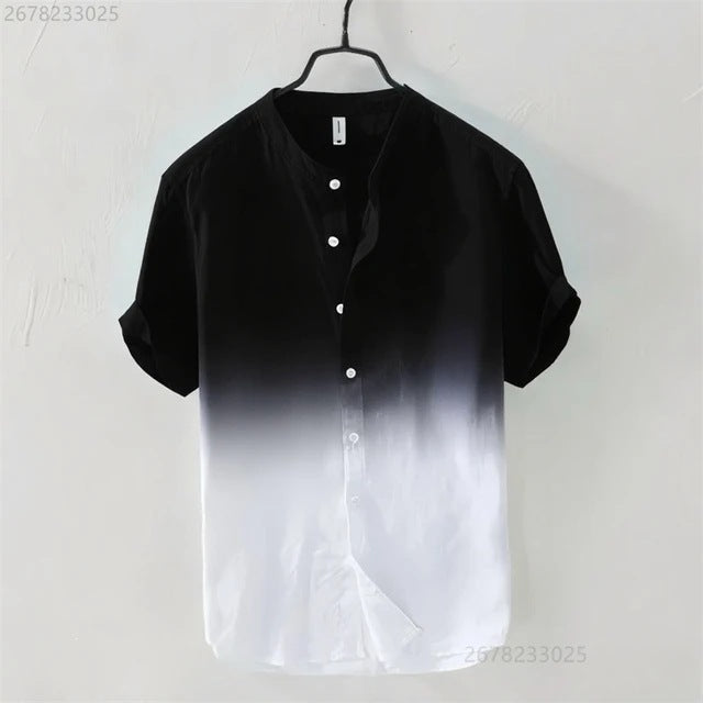 Atmungsaktives Ombre-Shirt im Resort-Stil – kurzärmelig