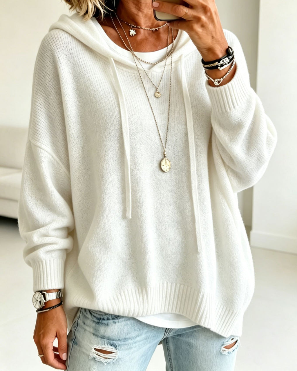 Langer Pullover mit lockerer Passform