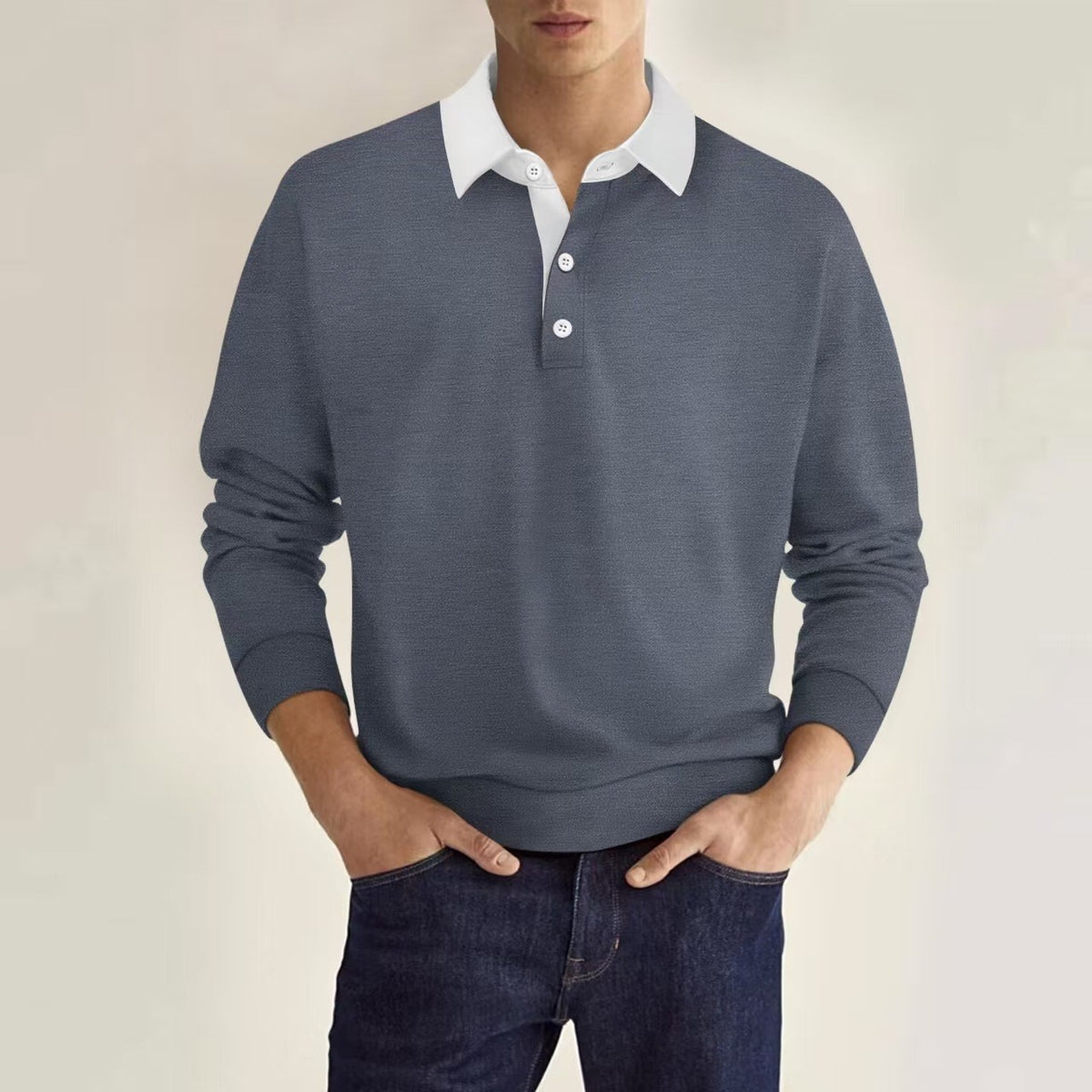 Unifarbenes Langarmshirt für Herren – Bild 5 | LuxeStyle