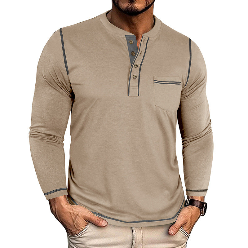 Langarm-T-Shirt mit Henley-Tasche – Bild 3 | LuxeStyle