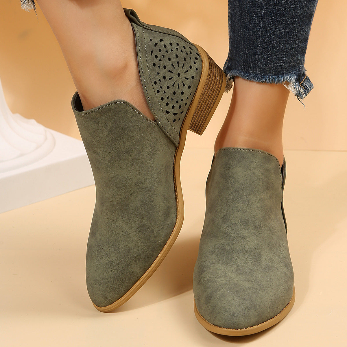 Frauen Martin Stiefel mit niedrigem Absatz