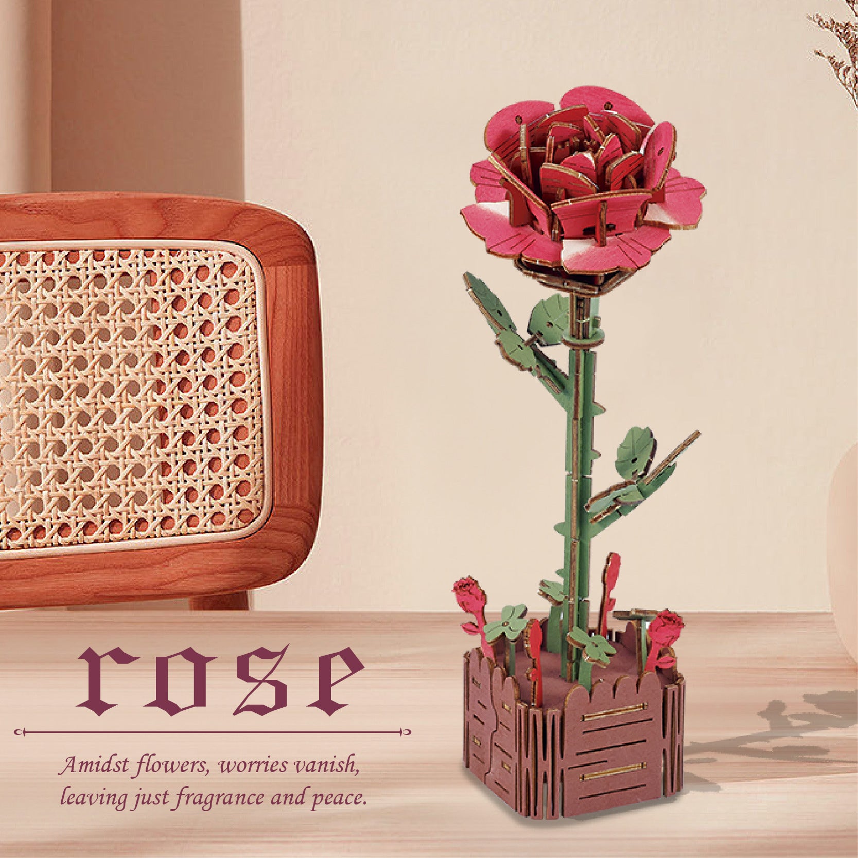 3D Holzpuzzle Blumen-Modellbausatz