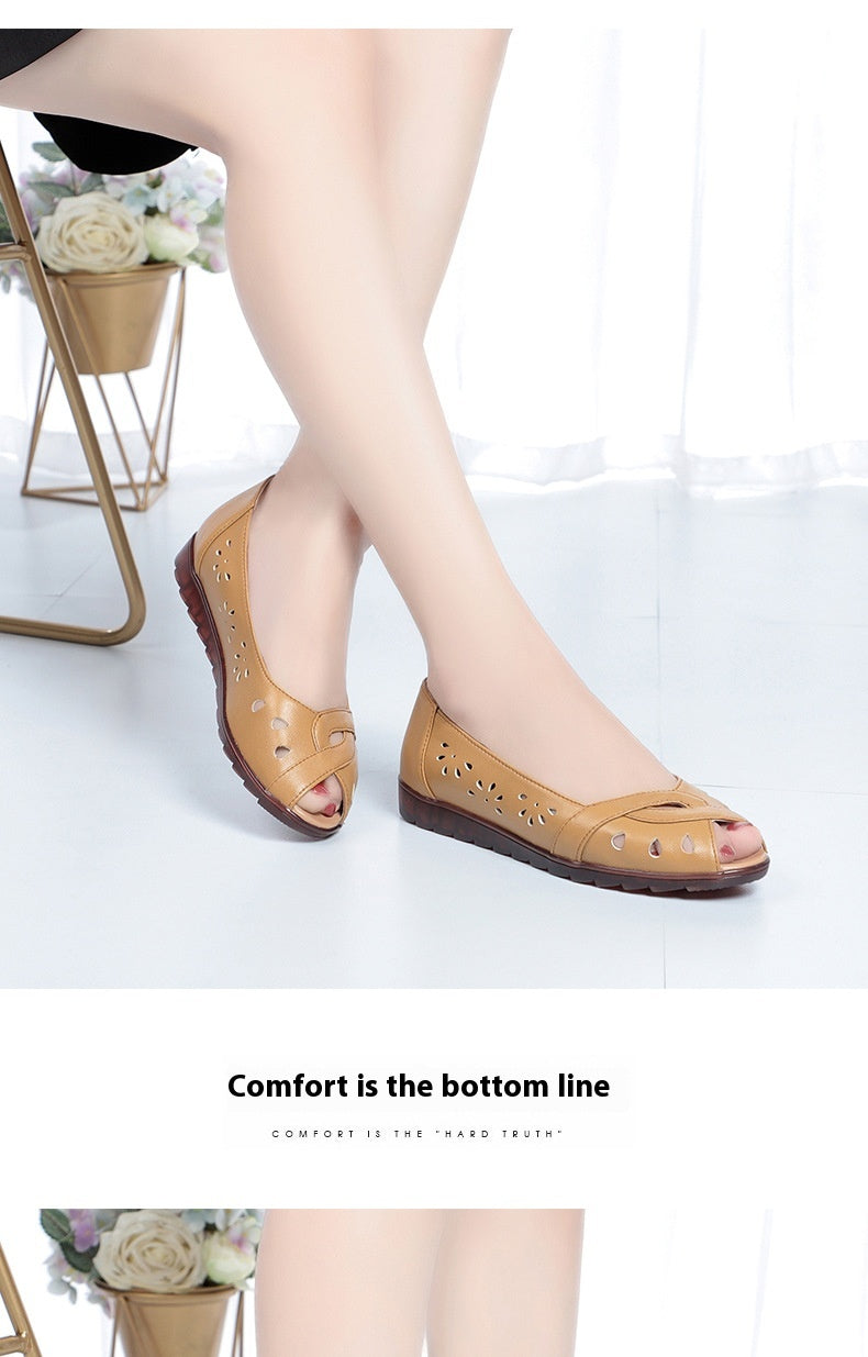 Peep Toe Sandalen flach, weiche Ledersohle – Bild 10 | LuxeStyle