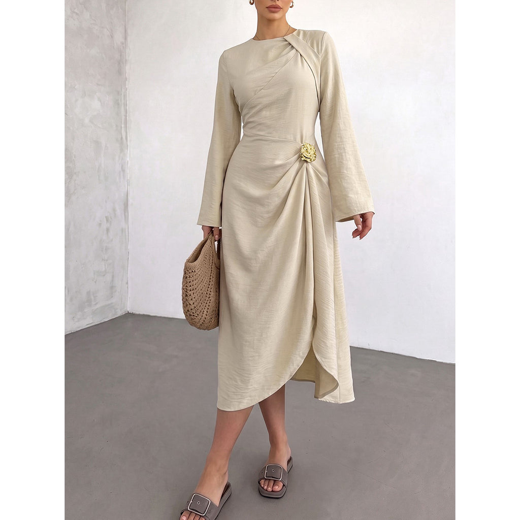 A-Linien Kleid mit Blumen-Ausschnitt, hohe Taille – Bild 5 | LuxeStyle