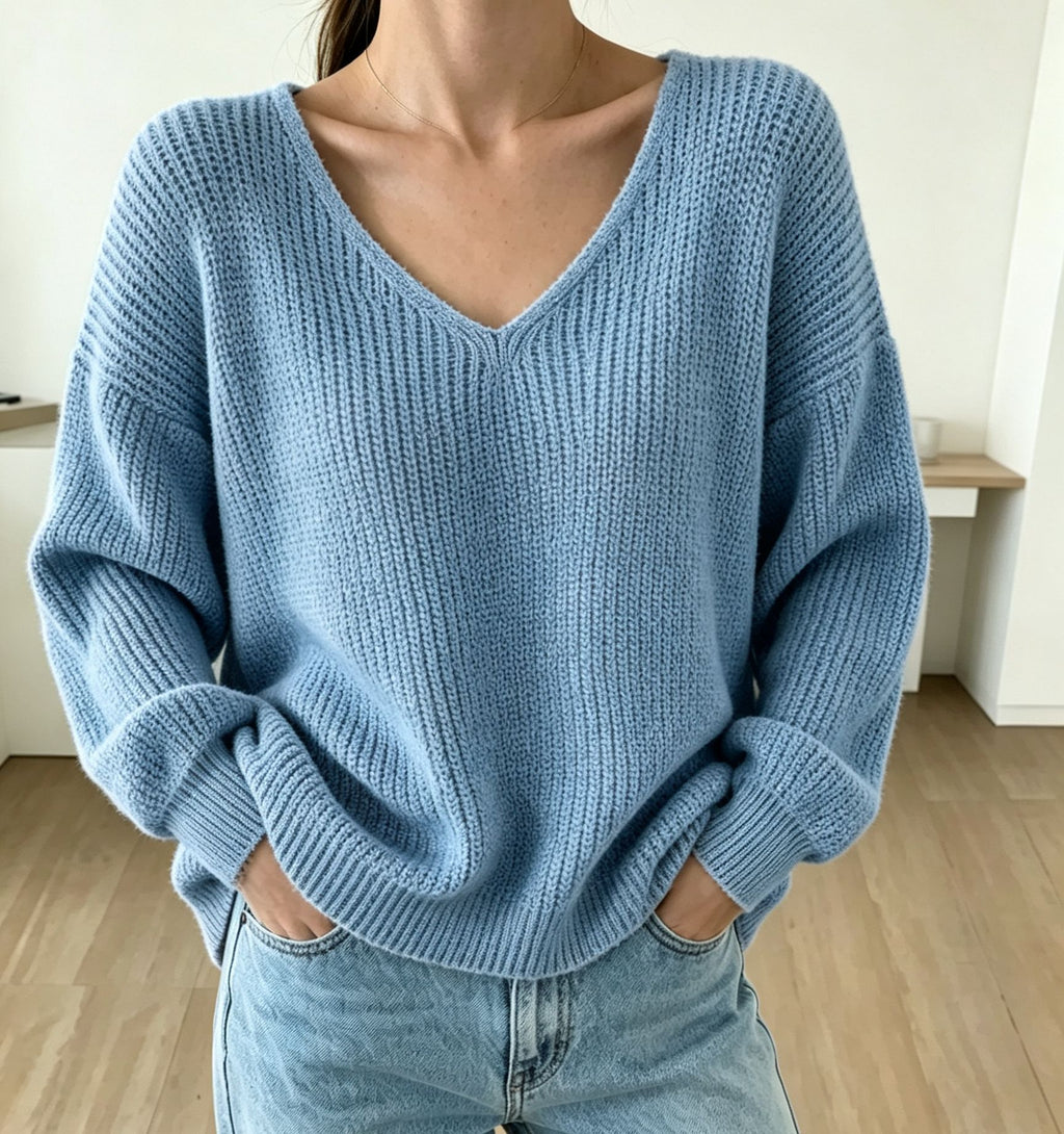 V-Neck Pullover Sweater für Damen